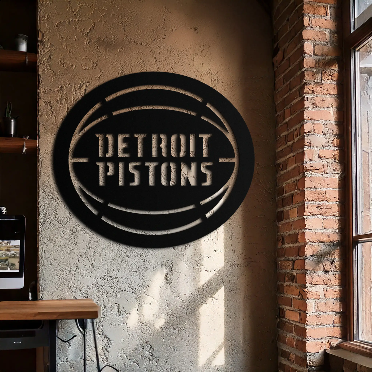 Detroit Pistons Metal Wall Art – Bold Basketball Logo Design for Sports Enthusiasts- KAF673 by Enova Art