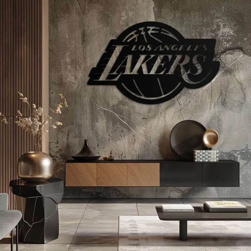 Los Angeles Lakers Logo Metal Wall Art – Iconic Basketball Team Silhouette Decor- KAF674 by Enova Art