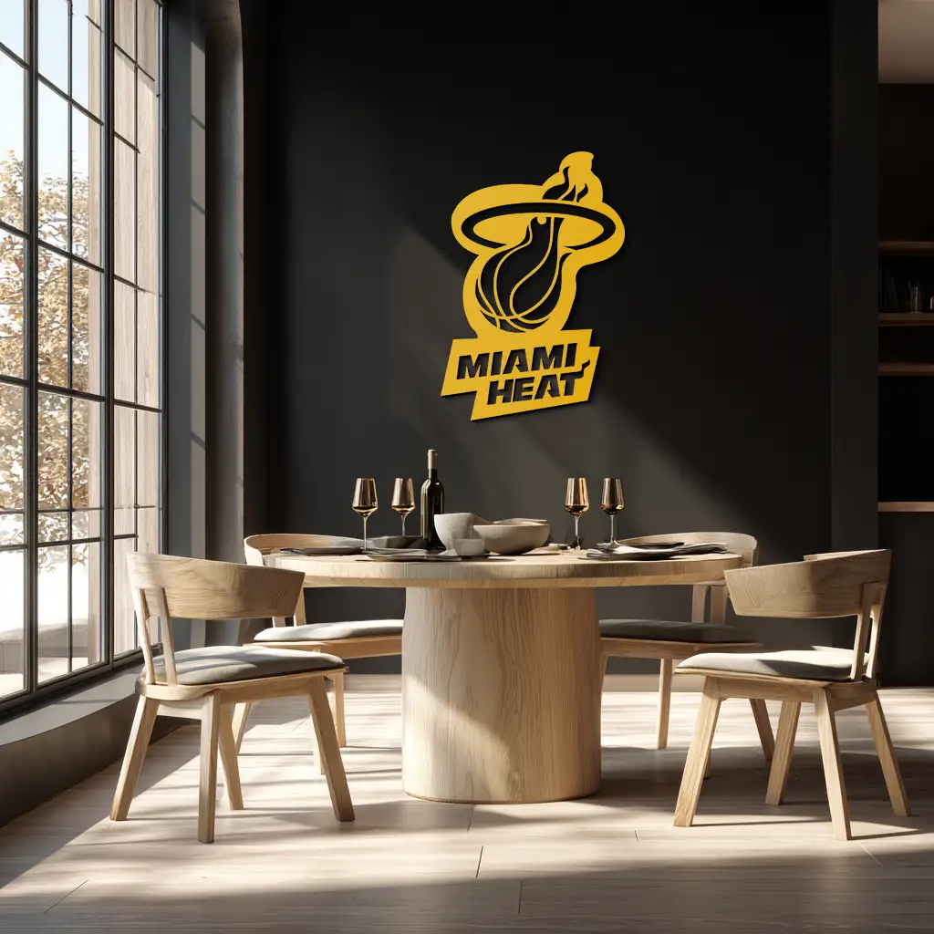 Miami Heat Basketball Logo Metal Wall Art – Sports-Inspired Modern Home Decor- KAF675 by Enova Art