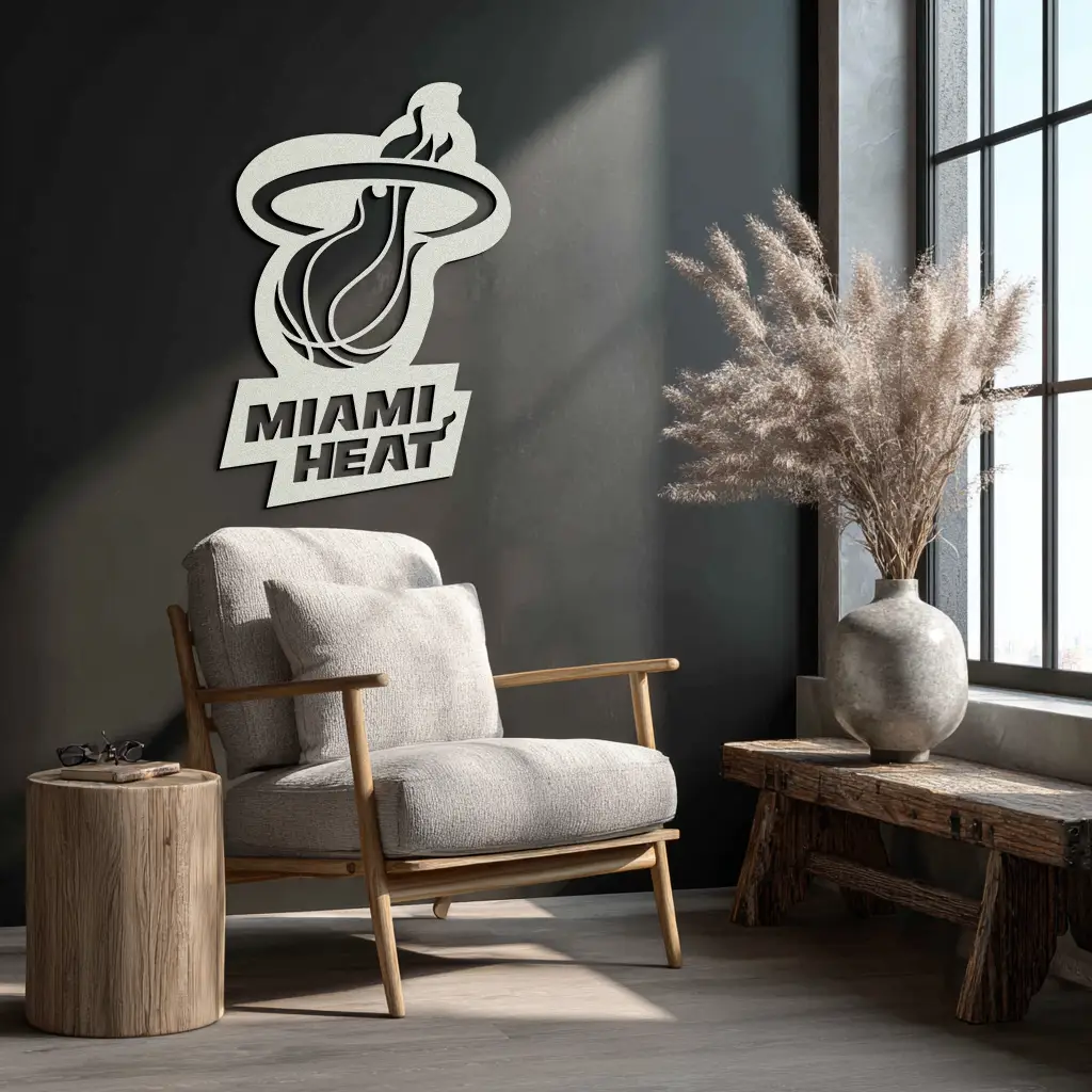 Miami Heat Basketball Logo Metal Wall Art – Sports-Inspired Modern Home Decor- KAF675 by Enova Art