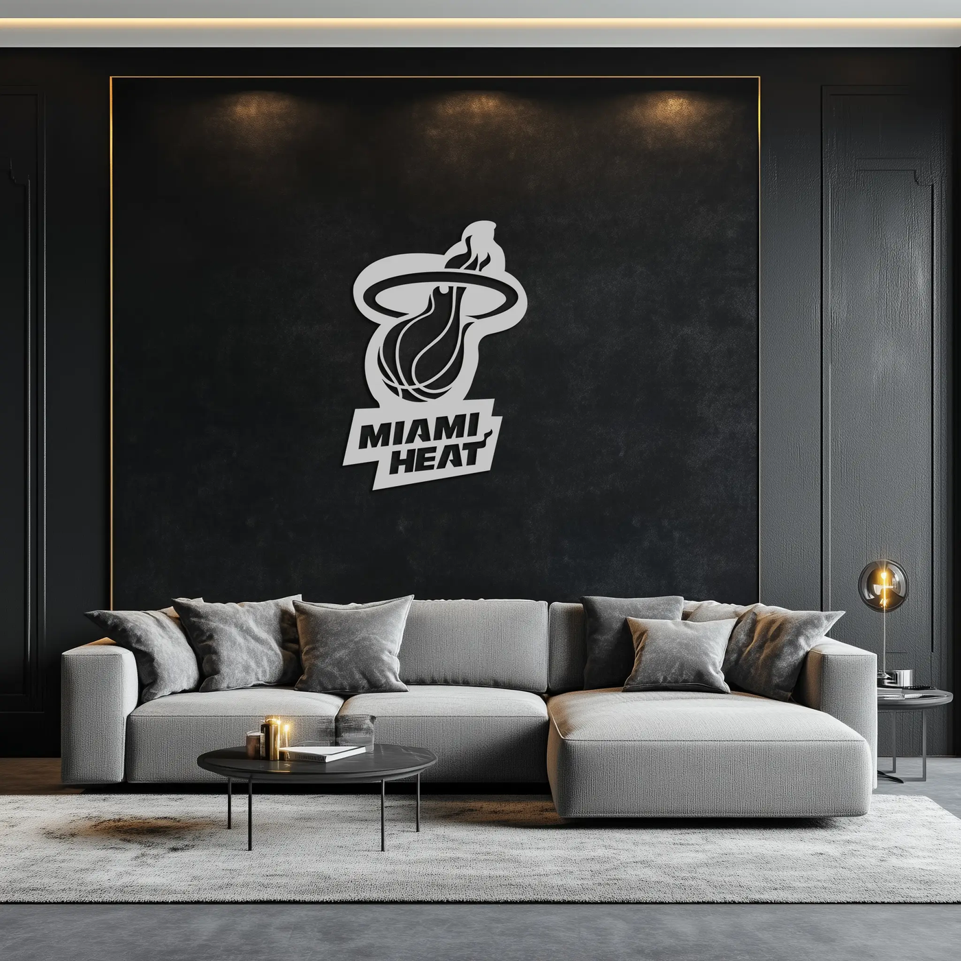 Miami Heat Basketball Logo Metal Wall Art – Sports-Inspired Modern Home Decor- KAF675 by Enova Art