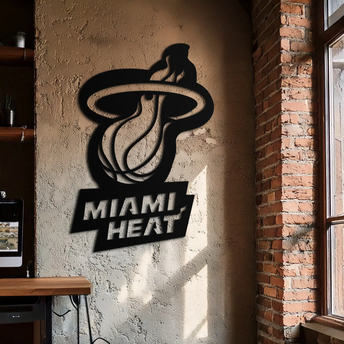 Miami Heat Basketball Logo Metal Wall Art – Sports-Inspired Modern Home Decor- KAF675 by Enova Art