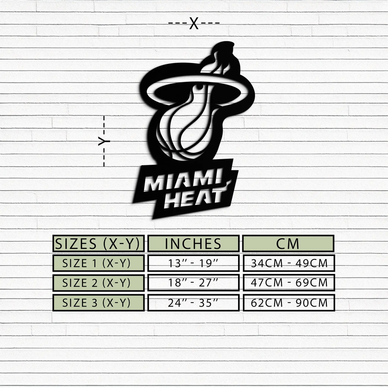 Miami Heat Basketball Logo Metal Wall Art – Sports-Inspired Modern Home Decor- KAF675 by Enova Art