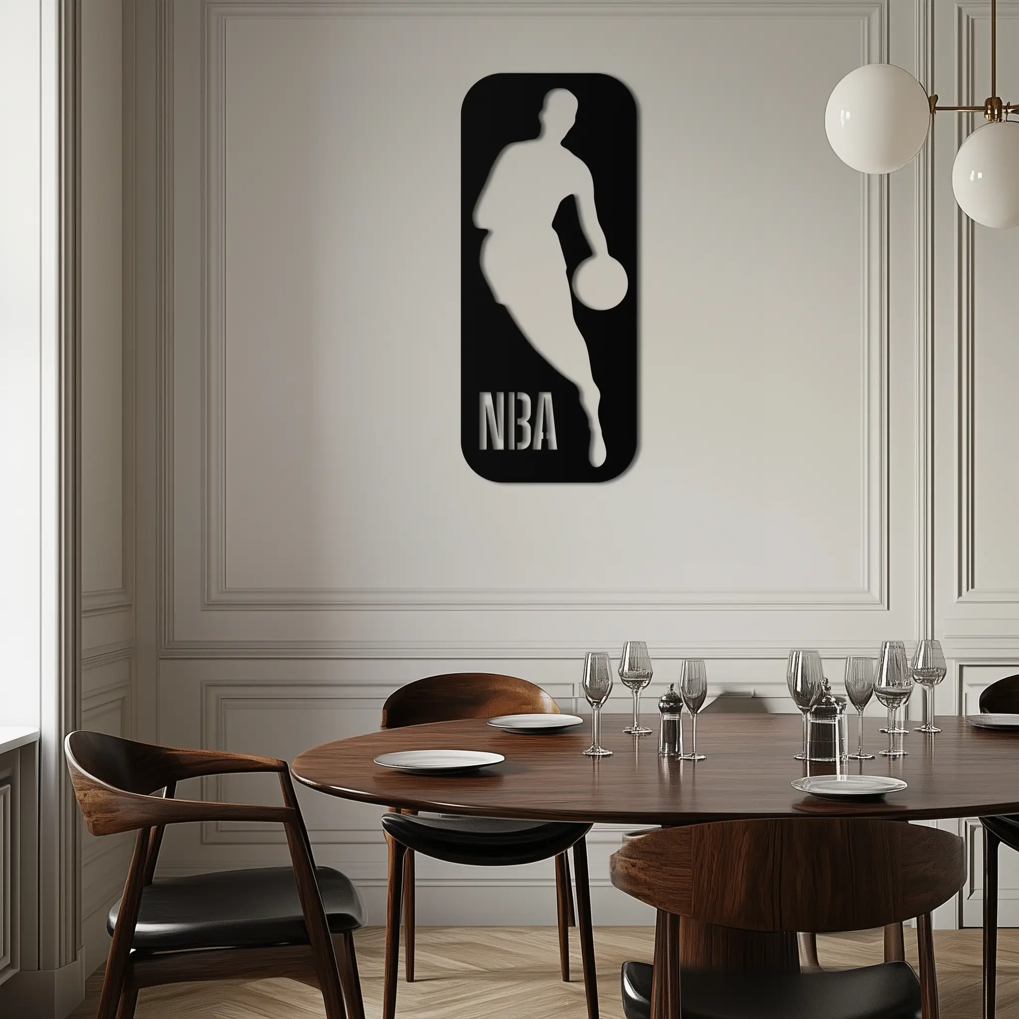 NBA Basketball Player Silhouette Metal Wall Art – Iconic Sports Decor for Game Rooms- KAF676 by Enova Art