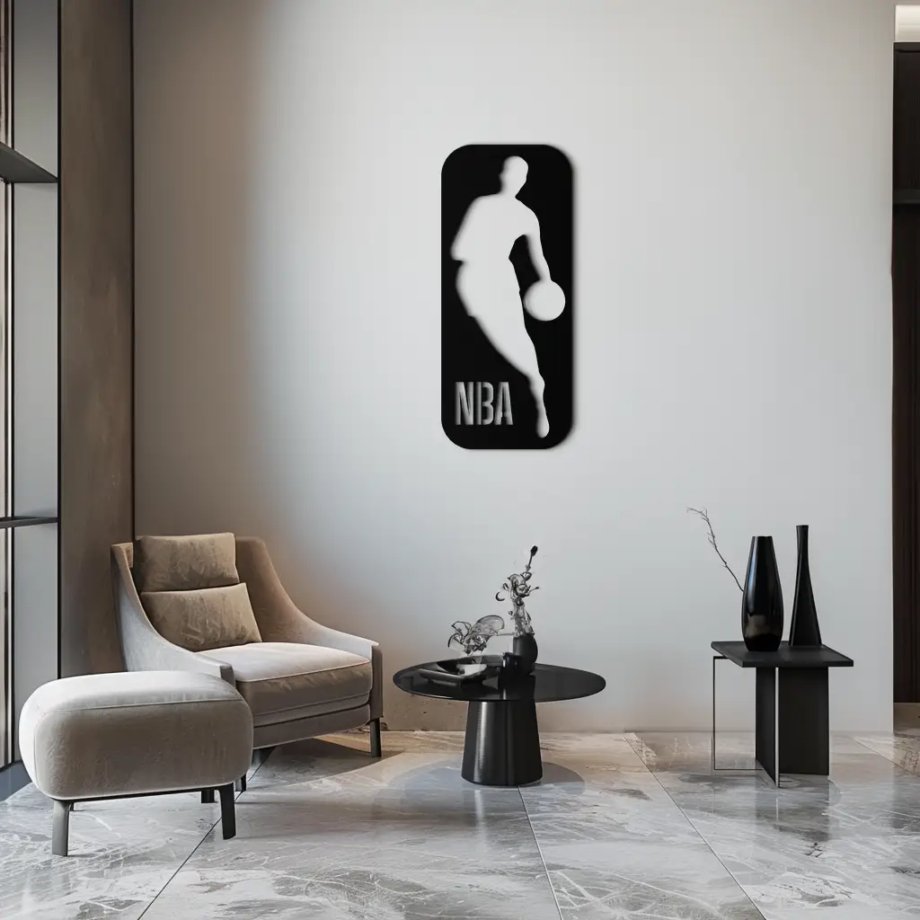 NBA Basketball Player Silhouette Metal Wall Art – Iconic Sports Decor for Game Rooms- KAF676 by Enova Art