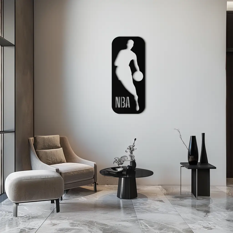 NBA Basketball Player Silhouette Metal Wall Art – Iconic Sports Decor for Game Rooms- KAF676 by Enova Art