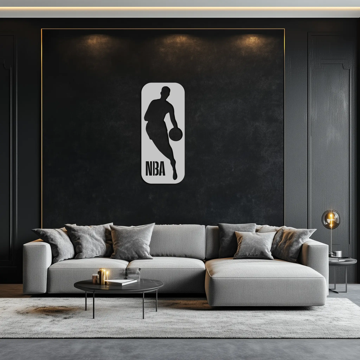 NBA Basketball Player Silhouette Metal Wall Art – Iconic Sports Decor for Game Rooms- KAF676 by Enova Art