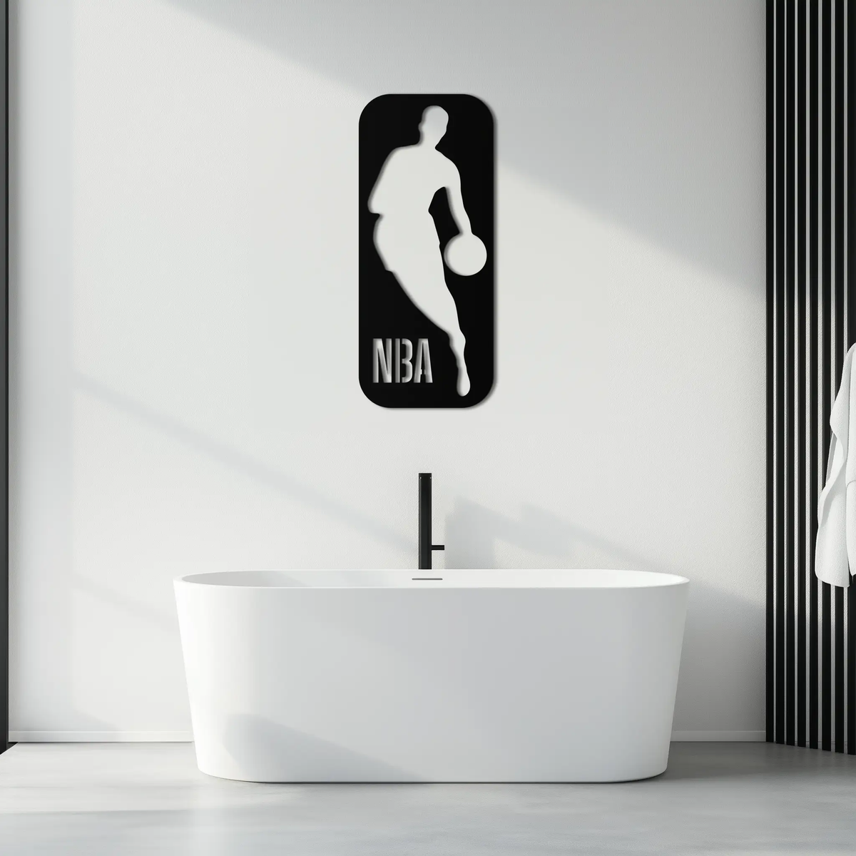 NBA Basketball Player Silhouette Metal Wall Art – Iconic Sports Decor for Game Rooms- KAF676 by Enova Art