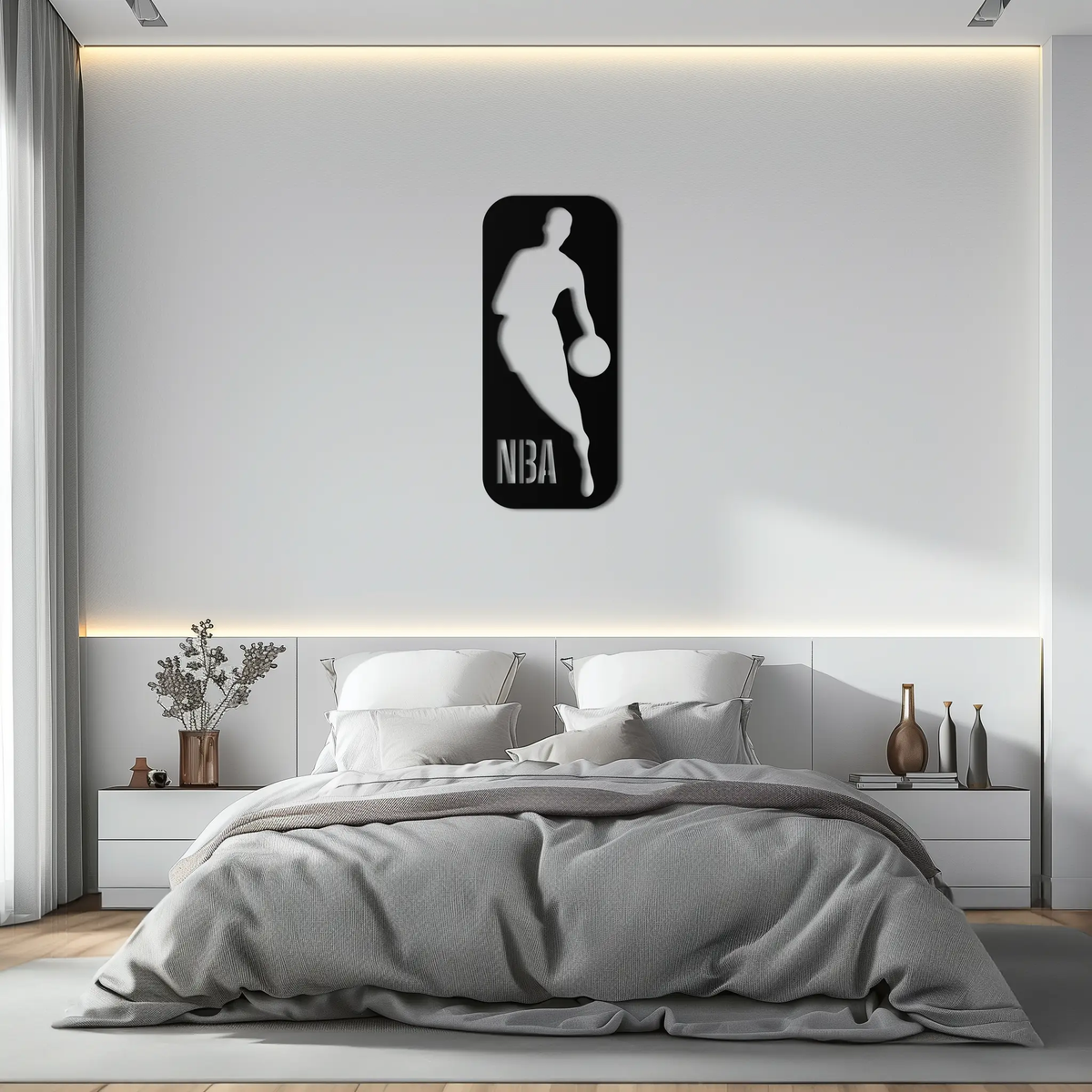 NBA Basketball Player Silhouette Metal Wall Art – Iconic Sports Decor for Game Rooms- KAF676 by Enova Art