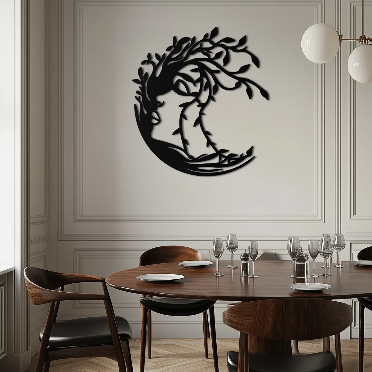 Tree Woman Silhouette Metal Wall Art – Nature-Inspired Feminine Design for Home Decor- KAF680 by Enova Art