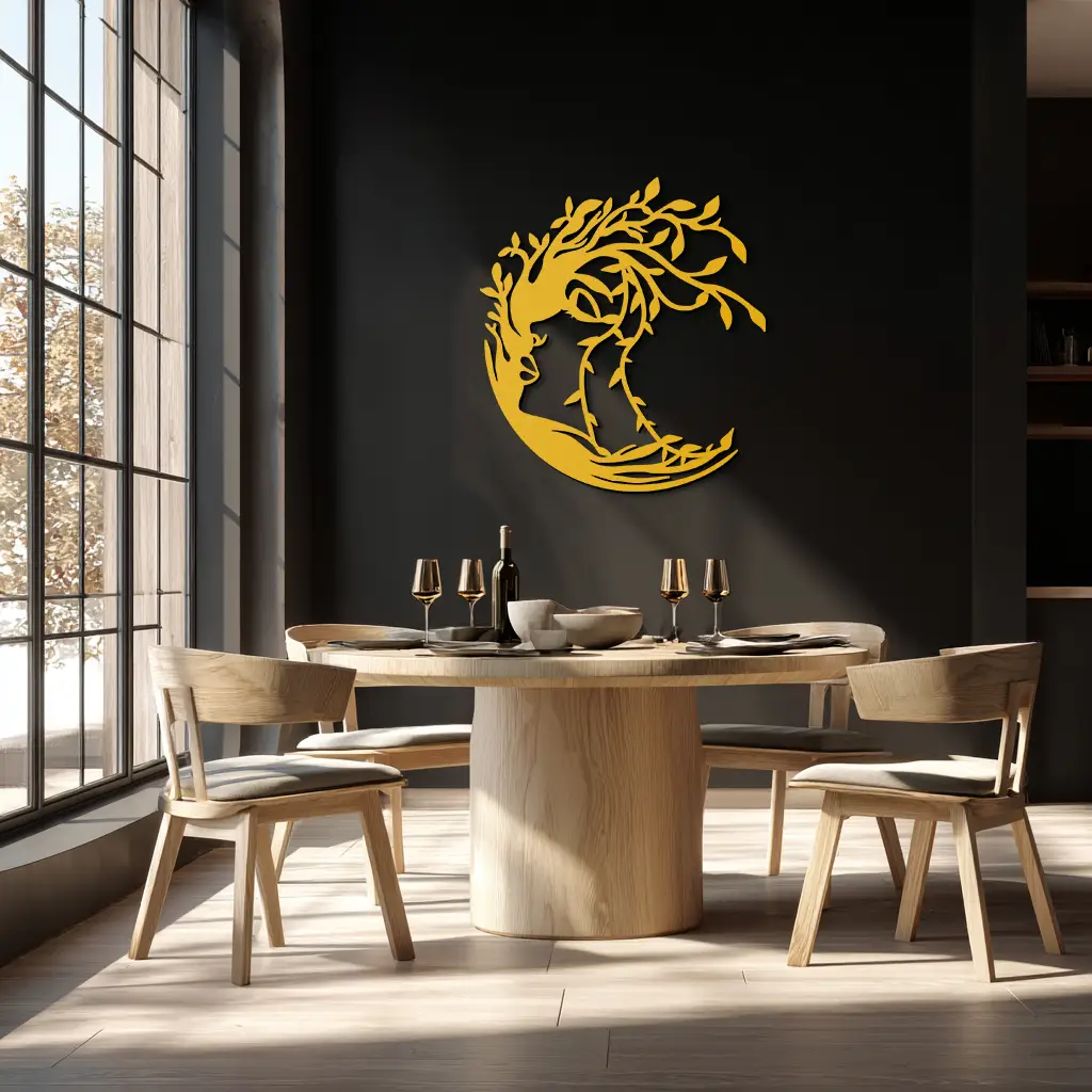 Tree Woman Silhouette Metal Wall Art – Nature-Inspired Feminine Design for Home Decor- KAF680 by Enova Art