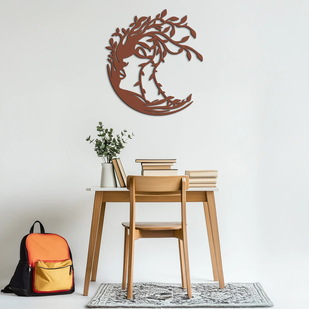 Tree Woman Silhouette Metal Wall Art – Nature-Inspired Feminine Design for Home Decor- KAF680 by Enova Art
