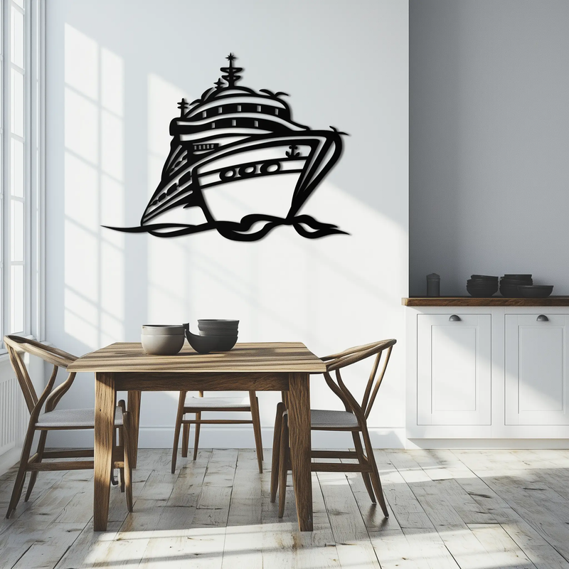 Majestic Cruise Ship Silhouette Metal Wall Art – Nautical Decor for Sea Lovers- KAF682 by Enova Art