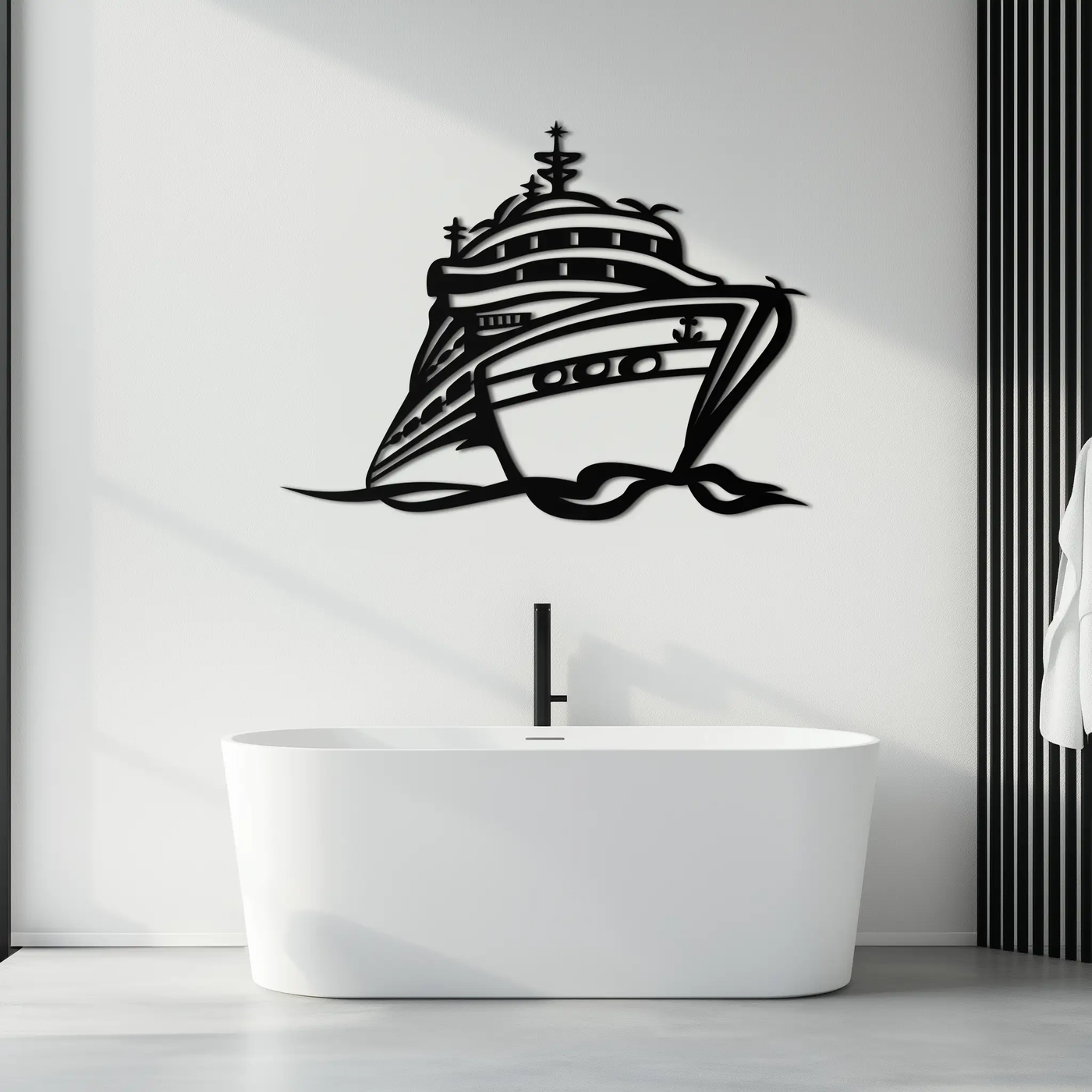 Majestic Cruise Ship Silhouette Metal Wall Art – Nautical Decor for Sea Lovers- KAF682 by Enova Art