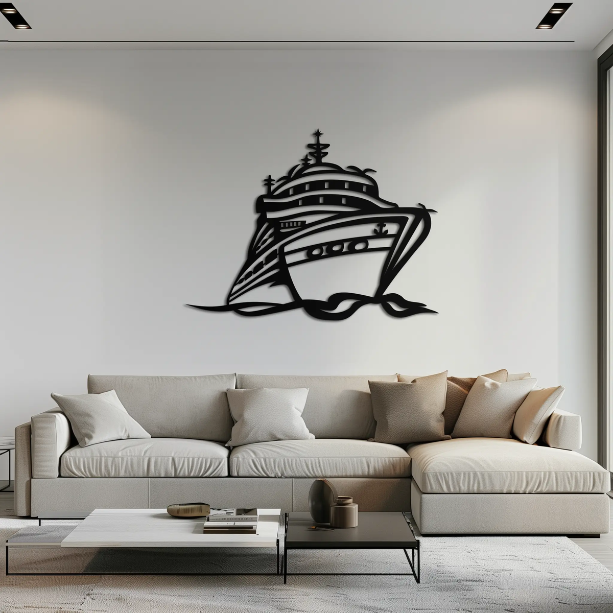 Majestic Cruise Ship Silhouette Metal Wall Art – Nautical Decor for Sea Lovers- KAF682 by Enova Art