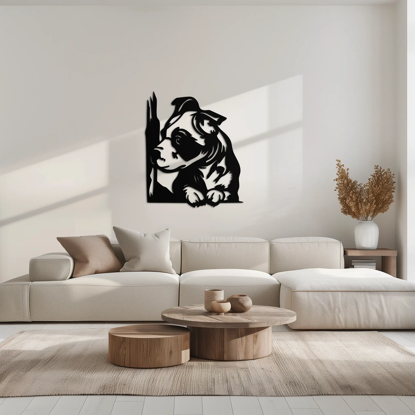 Cute Puppy Peeking Silhouette Metal Wall Art – Adorable Dog Decor for Pet Lovers- KAF685 by Enova Art