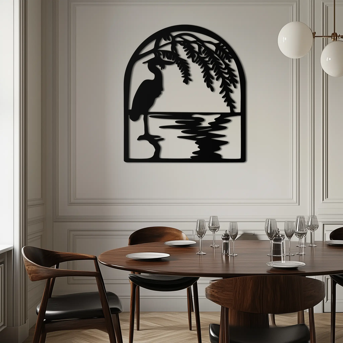Flamingo Lake Scene Metal Wall Art – Tranquil Nature-Inspired Silhouette for Home Decor- KAF686 by Enova Art