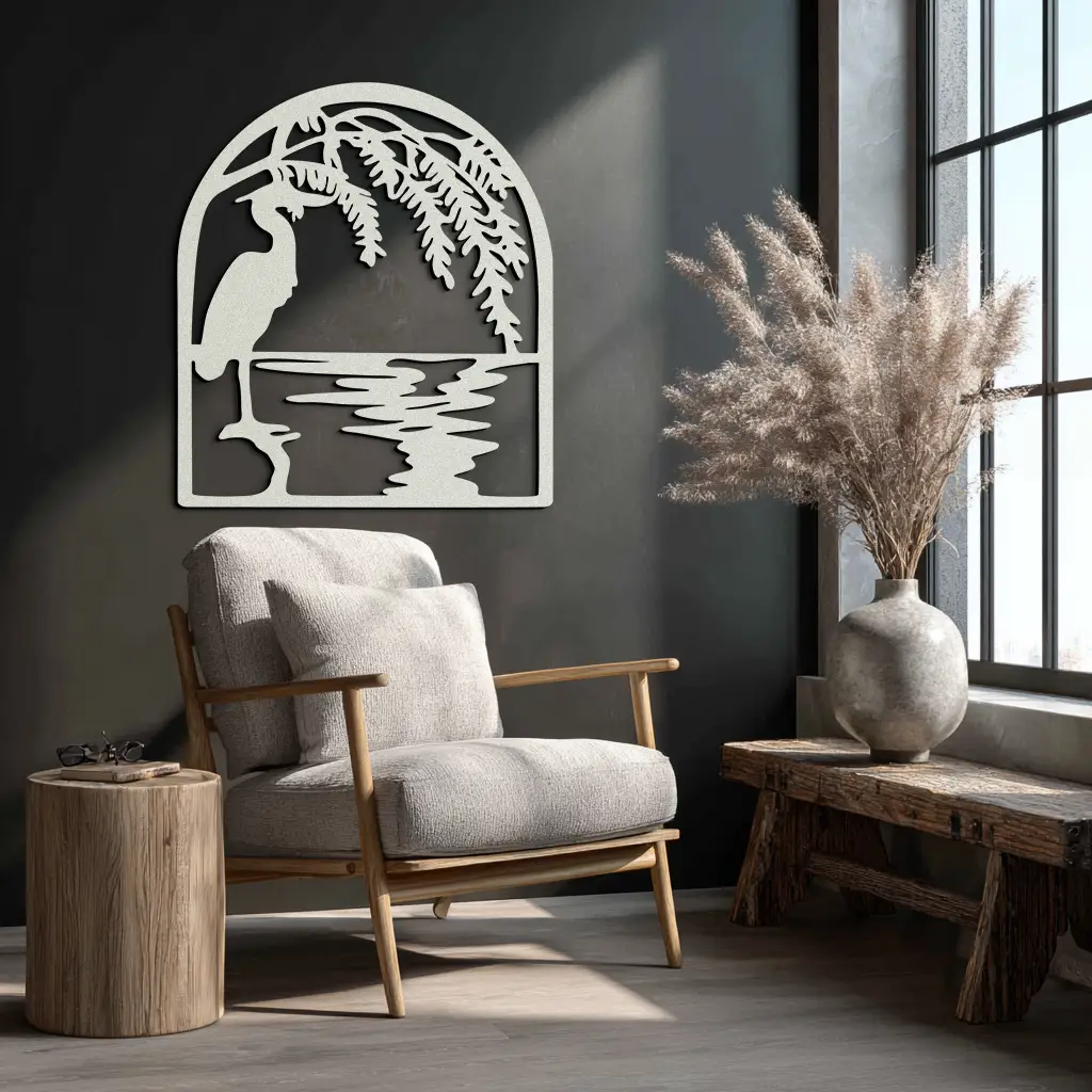 Flamingo Lake Scene Metal Wall Art – Tranquil Nature-Inspired Silhouette for Home Decor- KAF686 by Enova Art