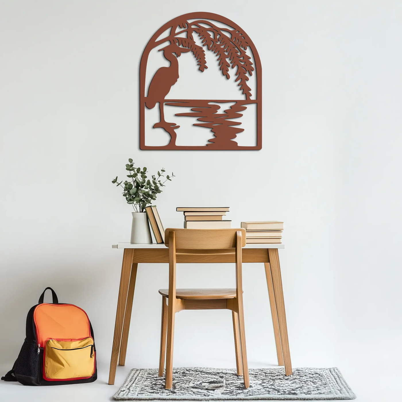 Flamingo Lake Scene Metal Wall Art – Tranquil Nature-Inspired Silhouette for Home Decor- KAF686 by Enova Art