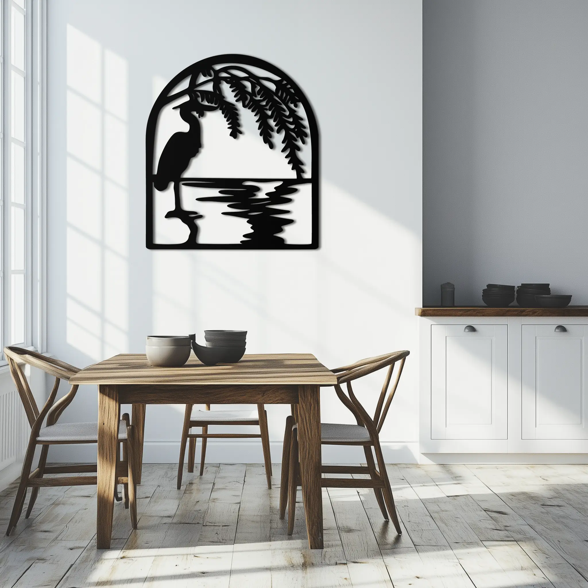 Flamingo Lake Scene Metal Wall Art – Tranquil Nature-Inspired Silhouette for Home Decor- KAF686 by Enova Art