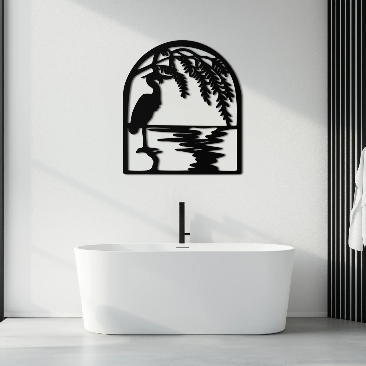 Flamingo Lake Scene Metal Wall Art – Tranquil Nature-Inspired Silhouette for Home Decor- KAF686 by Enova Art
