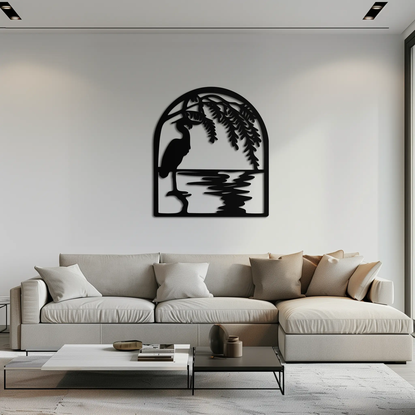 Flamingo Lake Scene Metal Wall Art – Tranquil Nature-Inspired Silhouette for Home Decor- KAF686 by Enova Art