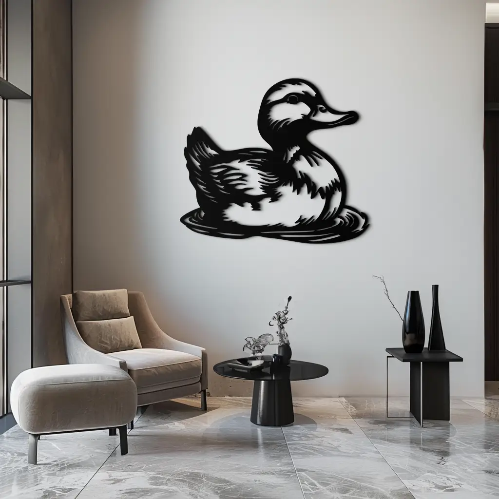 Duckling Metal Wall Art – Adorable Animal Silhouette for Farmhouse or Kids' Room Decor- KAF688 by Enova Art