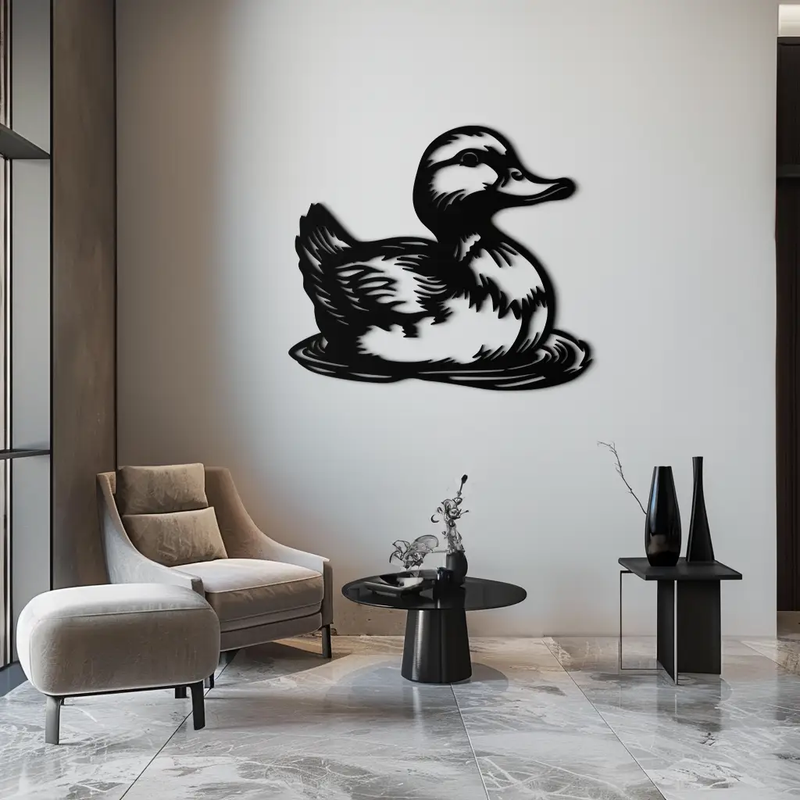 Duckling Metal Wall Art – Adorable Animal Silhouette for Farmhouse or Kids' Room Decor- KAF688 by Enova Art