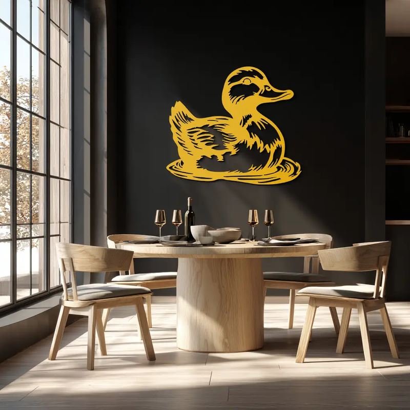 Duckling Metal Wall Art – Adorable Animal Silhouette for Farmhouse or Kids' Room Decor- KAF688 by Enova Art
