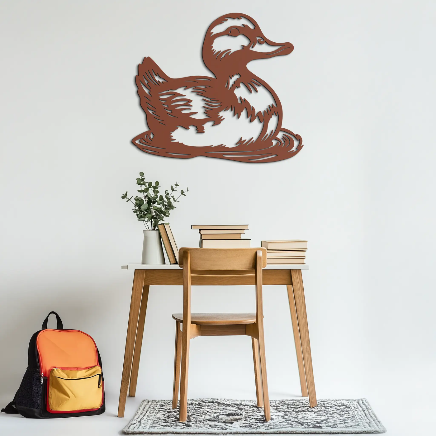 Duckling Metal Wall Art – Adorable Animal Silhouette for Farmhouse or Kids' Room Decor- KAF688 by Enova Art
