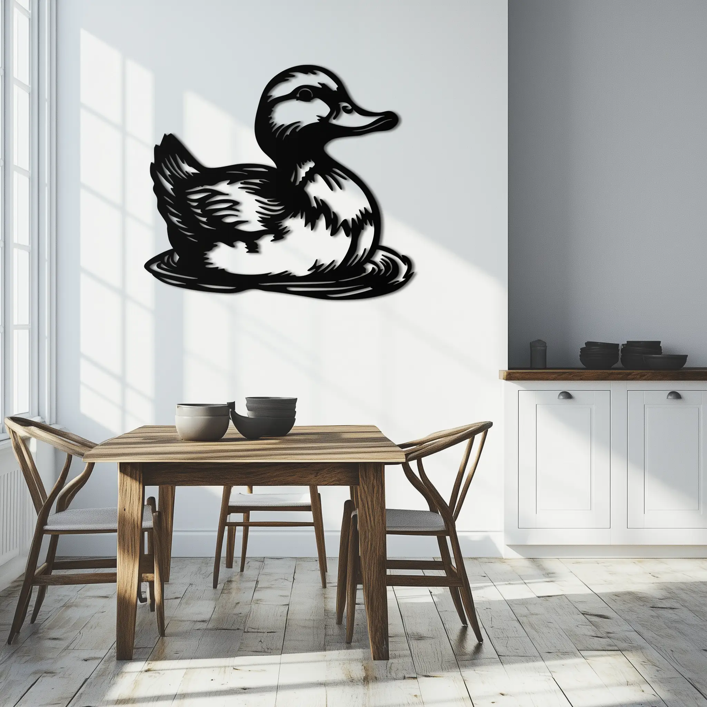 Duckling Metal Wall Art – Adorable Animal Silhouette for Farmhouse or Kids' Room Decor- KAF688 by Enova Art