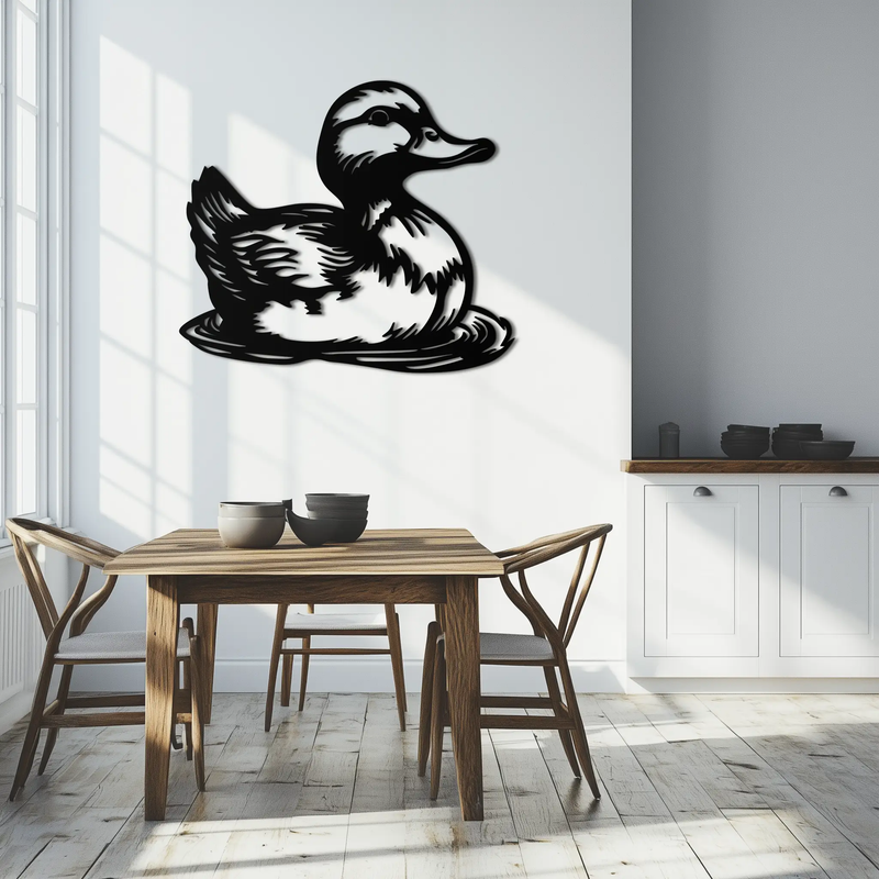 Duckling Metal Wall Art – Adorable Animal Silhouette for Farmhouse or Kids' Room Decor- KAF688 by Enova Art