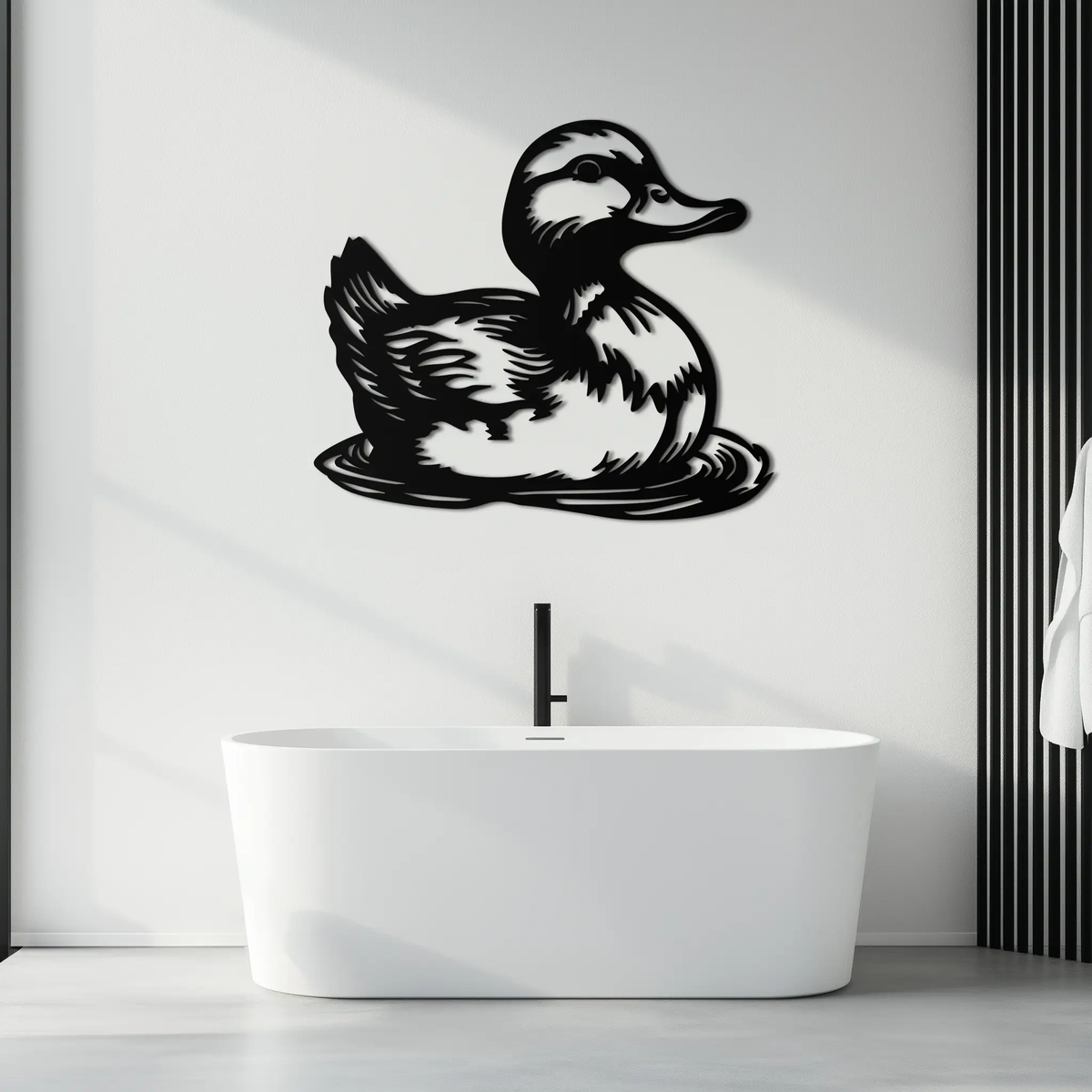 Duckling Metal Wall Art – Adorable Animal Silhouette for Farmhouse or Kids' Room Decor- KAF688 by Enova Art