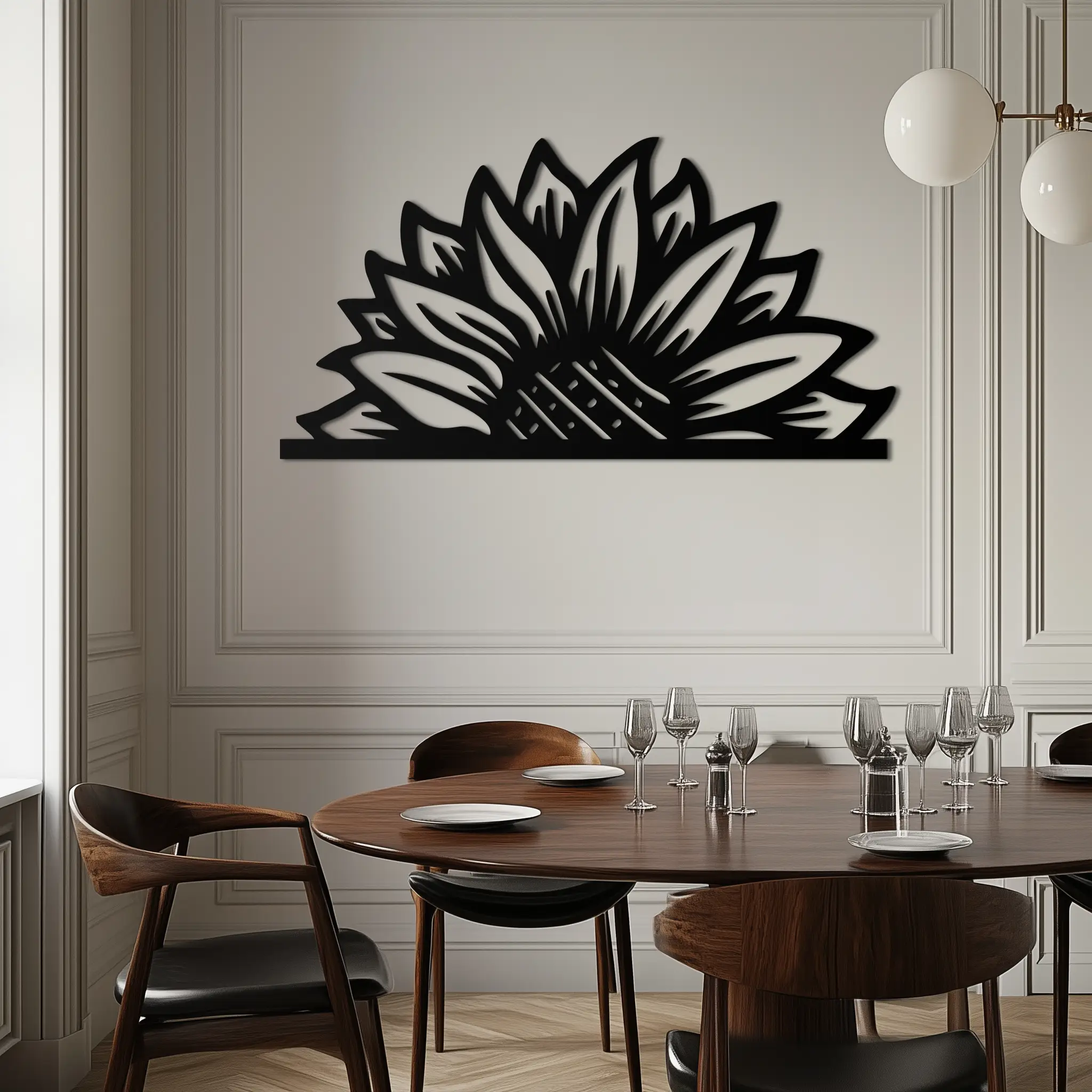 Half Sunflower Metal Wall Art – Nature-Inspired Floral Silhouette for Bright Interiors- KAF696 by Enova Art