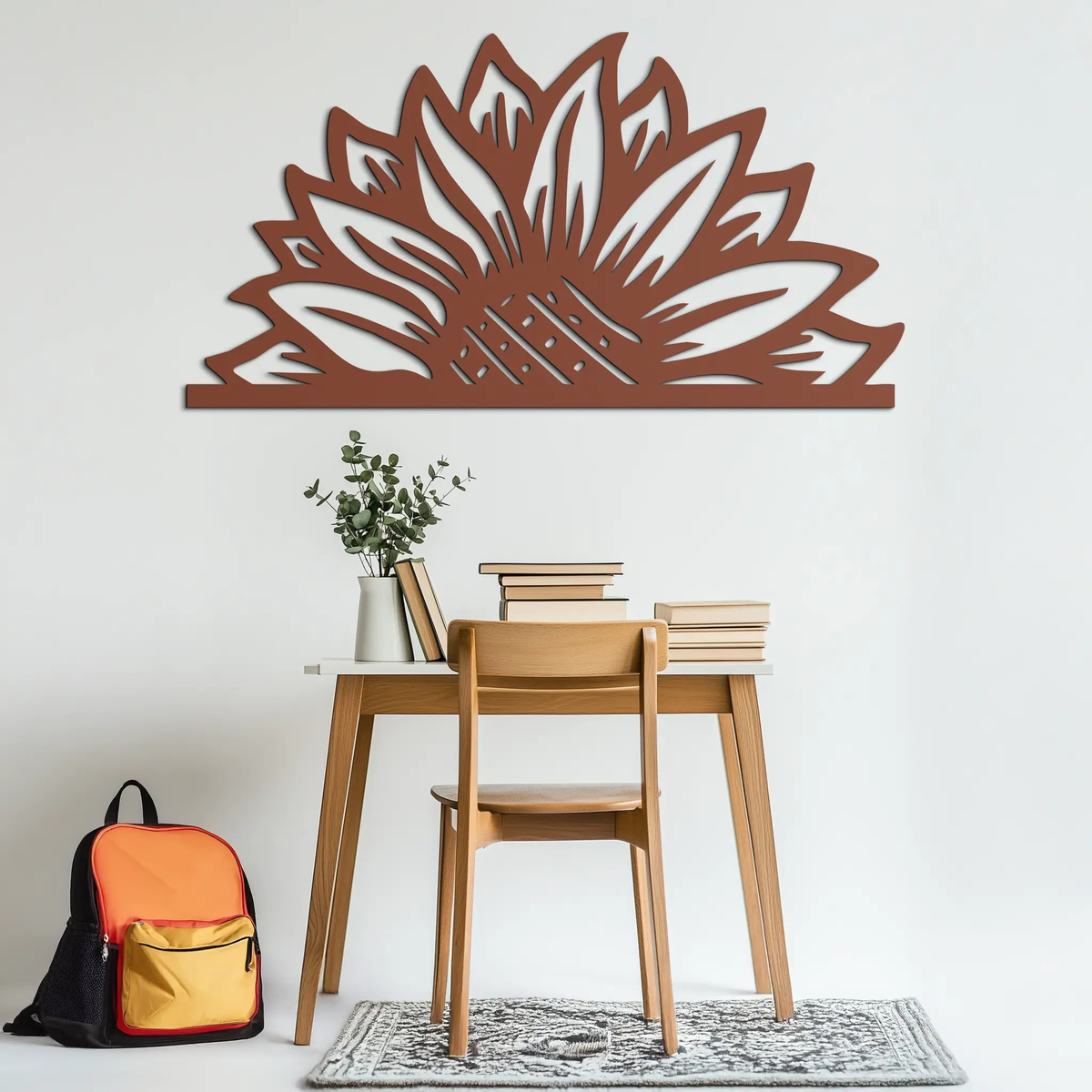 Half Sunflower Metal Wall Art – Nature-Inspired Floral Silhouette for Bright Interiors- KAF696 by Enova Art
