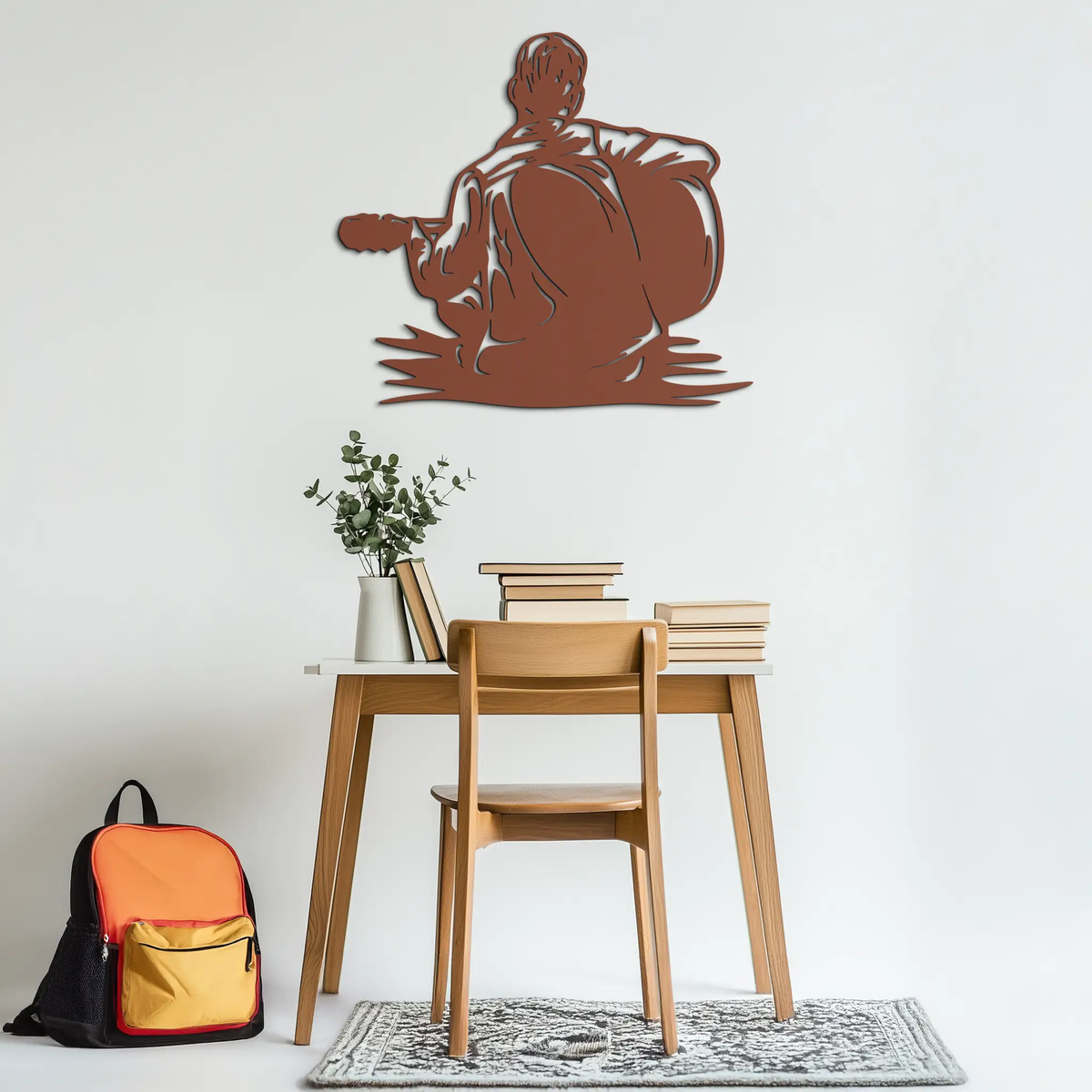 Guitar Boy Metal Wall Art – Musical Silhouette Design for Kids’ Rooms and Music Corners- KAF697 by Enova Art