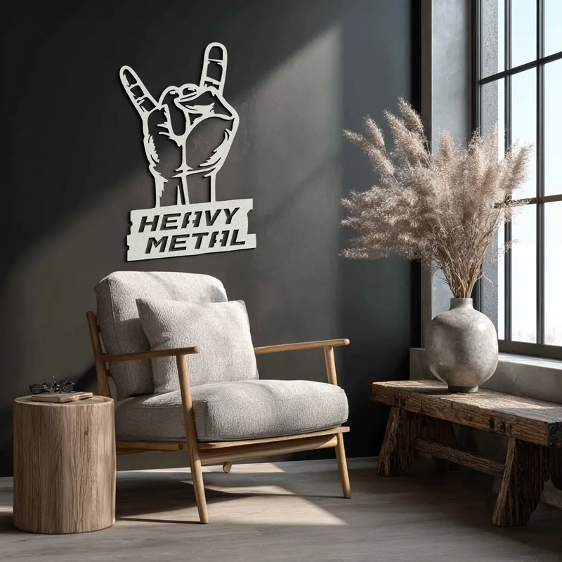 Heavy Metal Hand Sign Metal Wall Art – Bold Rock-Inspired Décor for Music Lovers- KAF700 by Enova Art