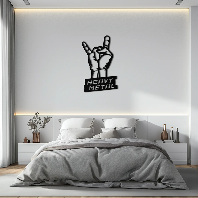 Heavy Metal Hand Sign Metal Wall Art – Bold Rock-Inspired Décor for Music Lovers- KAF700 by Enova Art