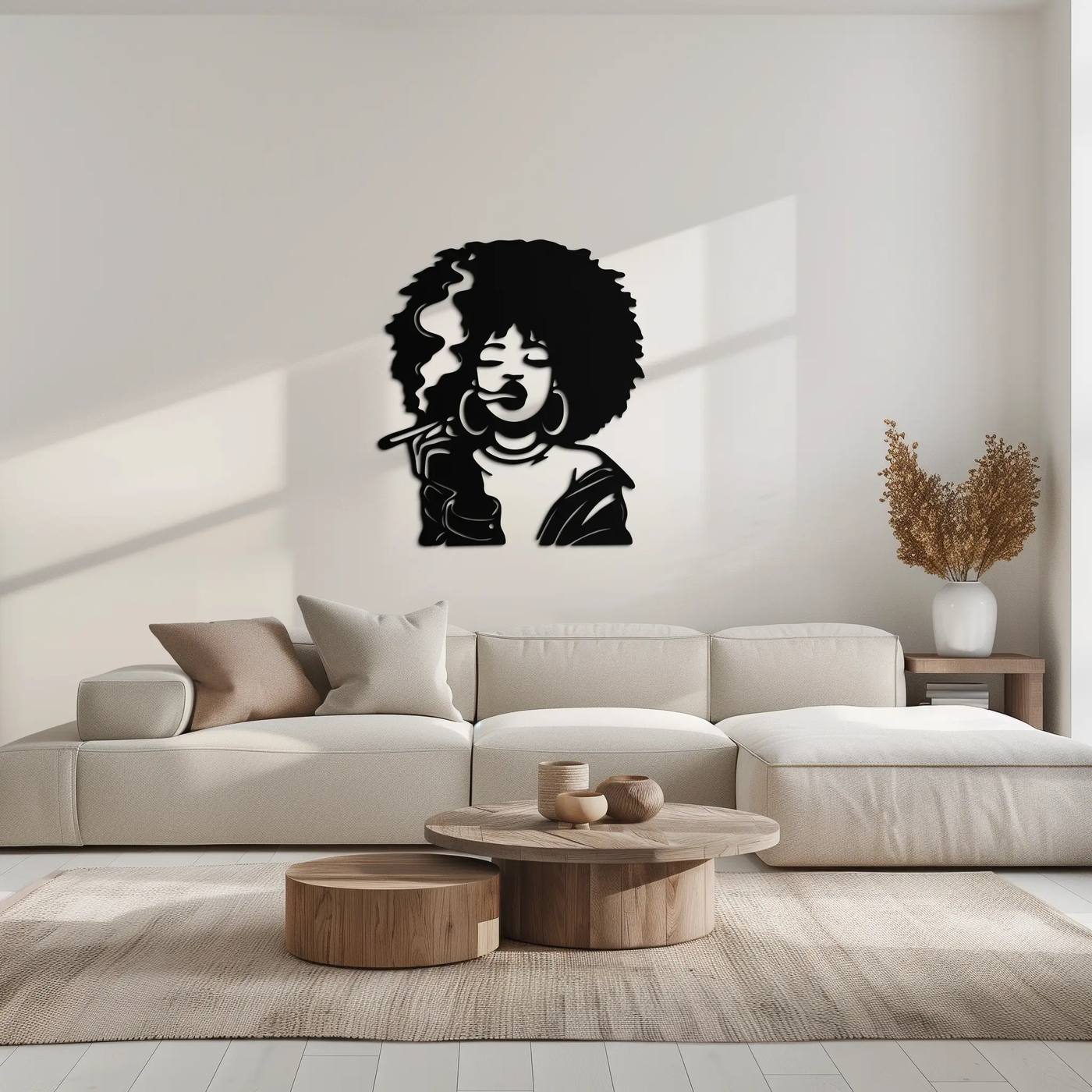 Afro Woman Smoking Silhouette Metal Wall Art – Bold Statement Decor- KAF701 by Enova Art