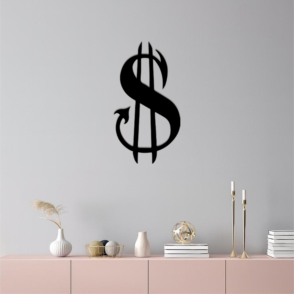 Pink Devil Dollar Symbol Metal Wall Art – Bold Statement Decor - KAFGP001 by Enova Art