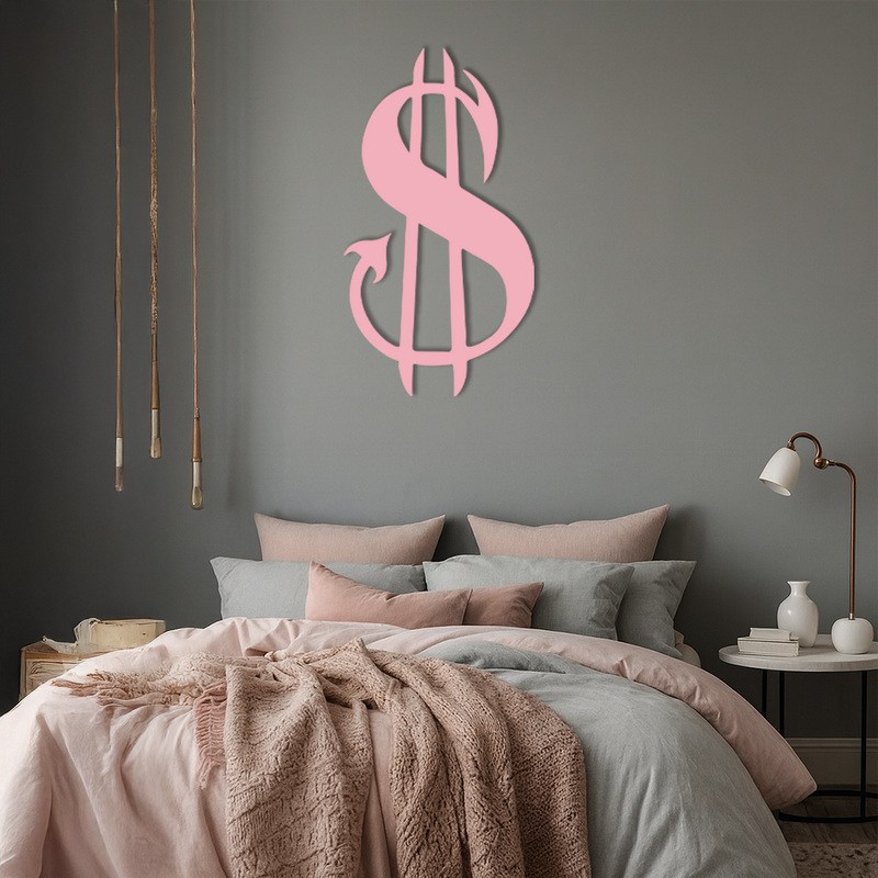 Pink Devil Dollar Symbol Metal Wall Art – Bold Statement Decor - KAFGP001 by Enova Art