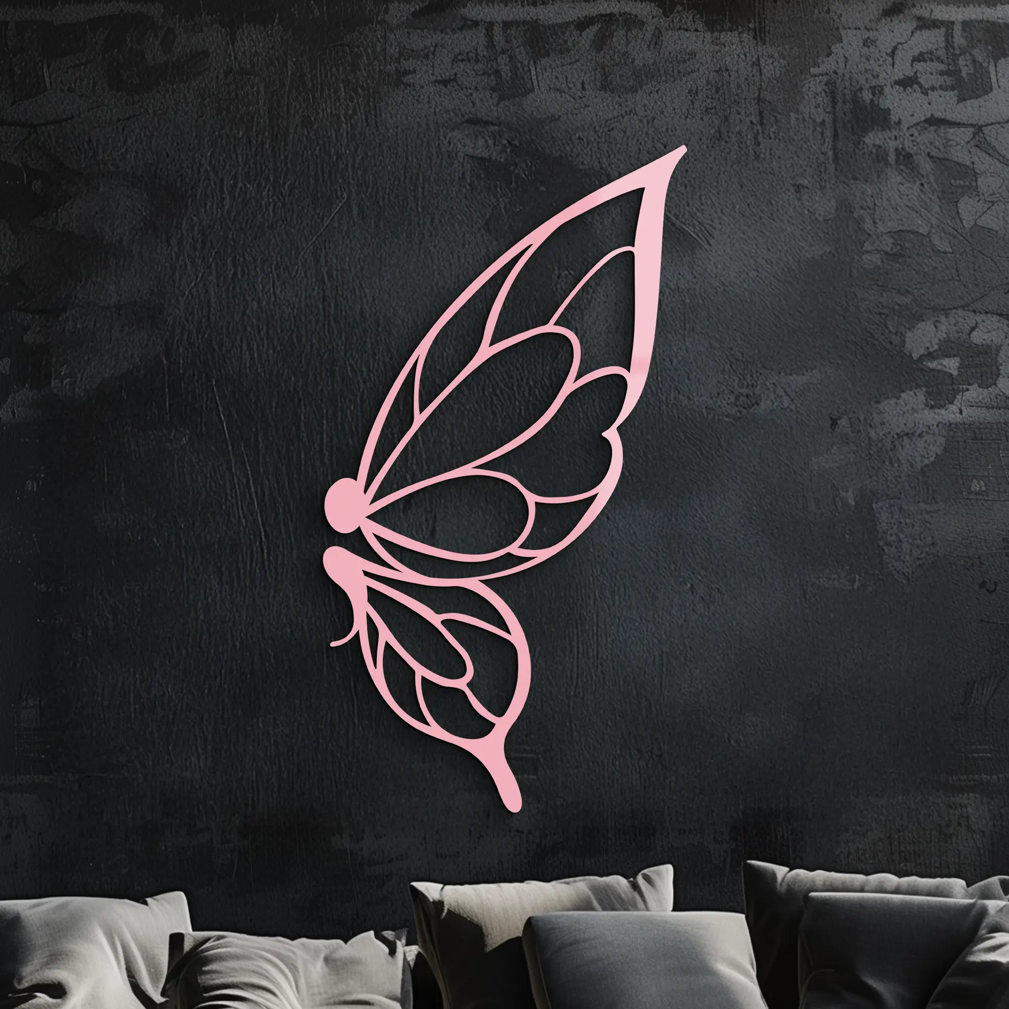 Pink Butterfly Wing Metal Wall Art – Elegant Nature-Inspired Decor - KAFGP003 by Enova Art