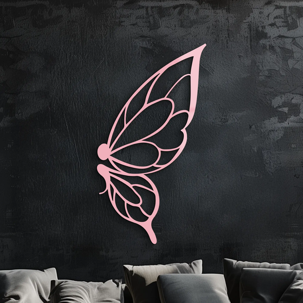 Pink Butterfly Wing Metal Wall Art – Elegant Nature-Inspired Decor - KAFGP003
