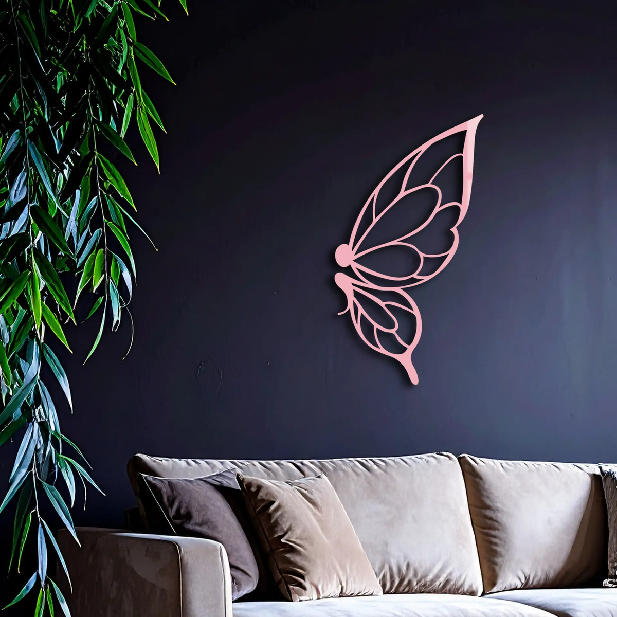 Pink Butterfly Wing Metal Wall Art – Elegant Nature-Inspired Decor - KAFGP003 by Enova Art
