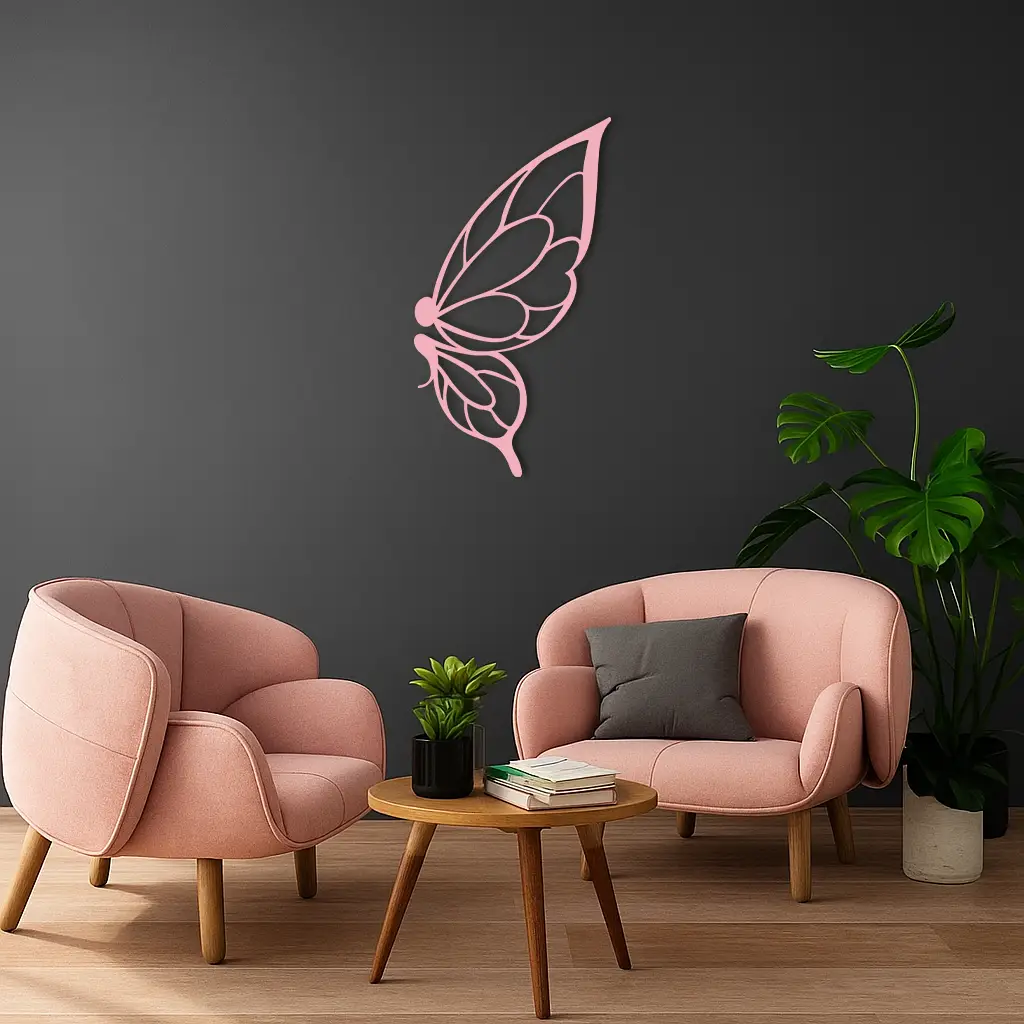 Pink Butterfly Wing Metal Wall Art – Elegant Nature-Inspired Decor - KAFGP003 by Enova Art