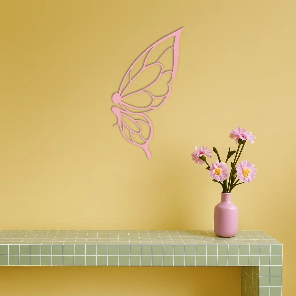 Pink Butterfly Wing Metal Wall Art – Elegant Nature-Inspired Decor - KAFGP003 by Enova Art
