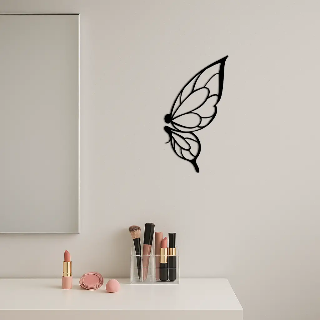 Pink Butterfly Wing Metal Wall Art – Elegant Nature-Inspired Decor - KAFGP003 by Enova Art