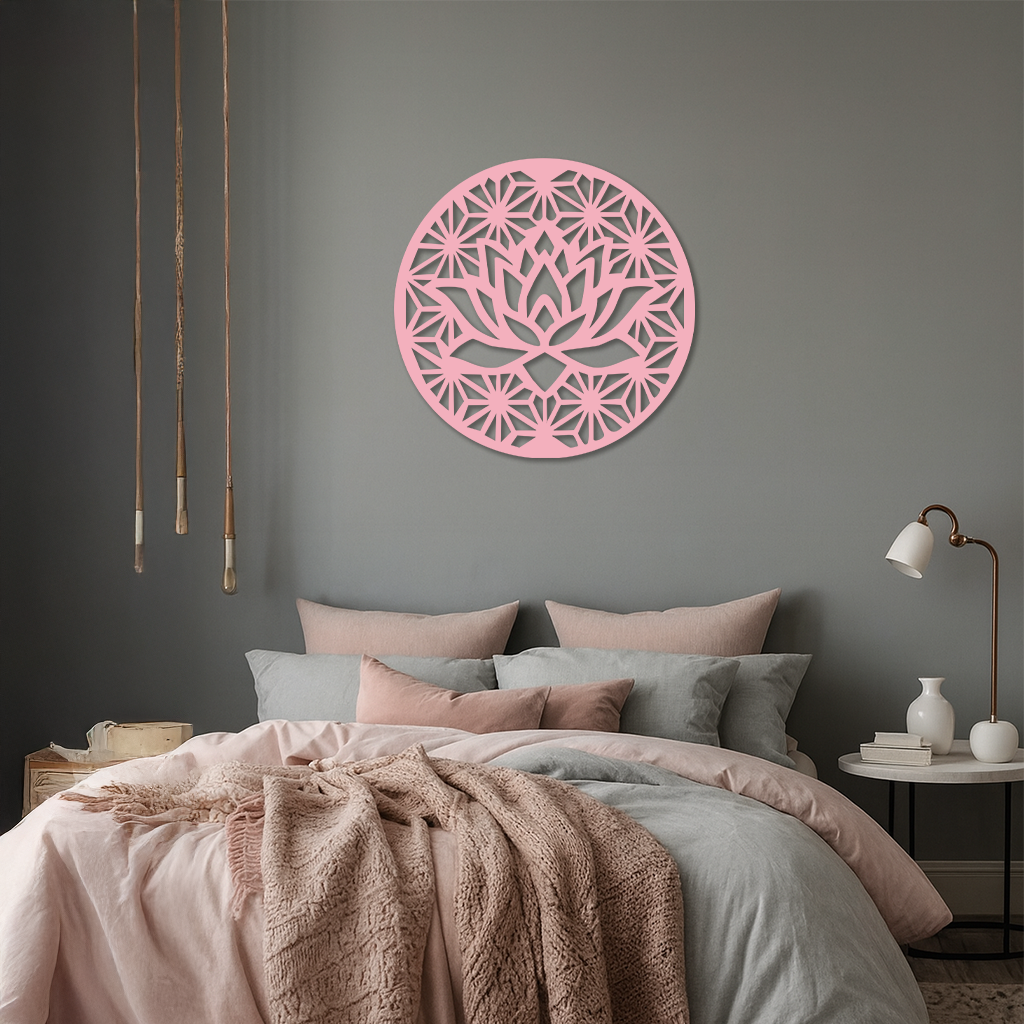 Pink Lotus Flower Metal Wall Art – Elegant Spiritual Bloom Design - KAFGP006 by Enova Art