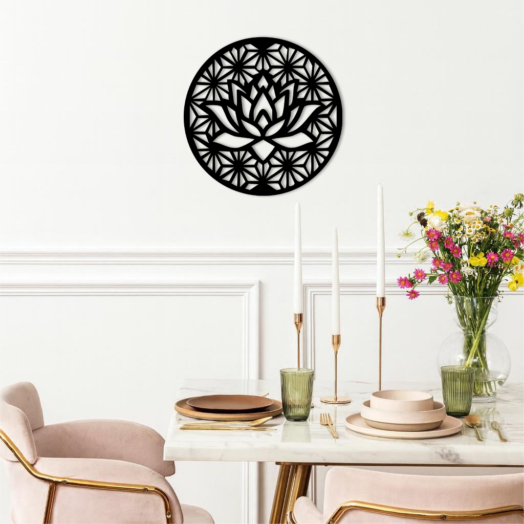Pink Lotus Flower Metal Wall Art – Elegant Spiritual Bloom Design - KAFGP006 by Enova Art