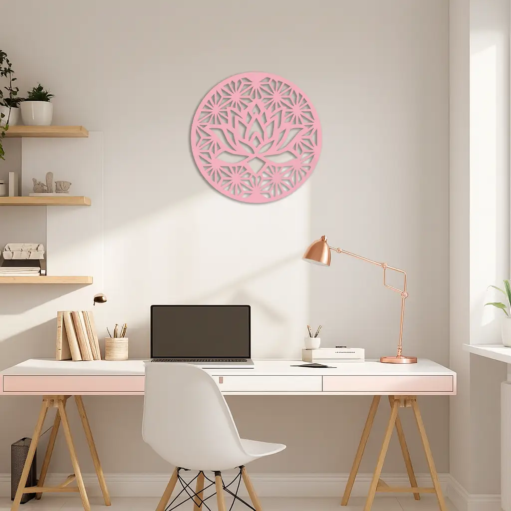 Pink Lotus Flower Metal Wall Art – Elegant Spiritual Bloom Design - KAFGP006 by Enova Art